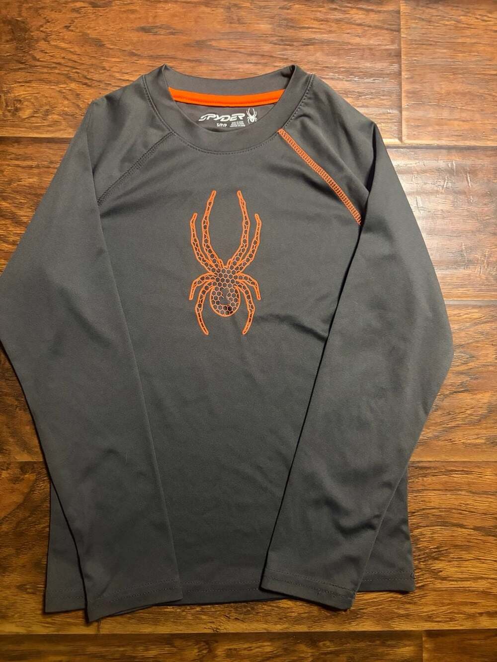 Spyder Long Sleeve Athletic Shirt Size S Gray Orange